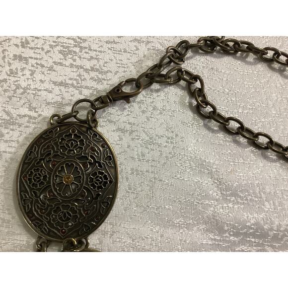 Chico’s boho brass rhinestone embellishments chain belt 46” - Picture 4 of 5